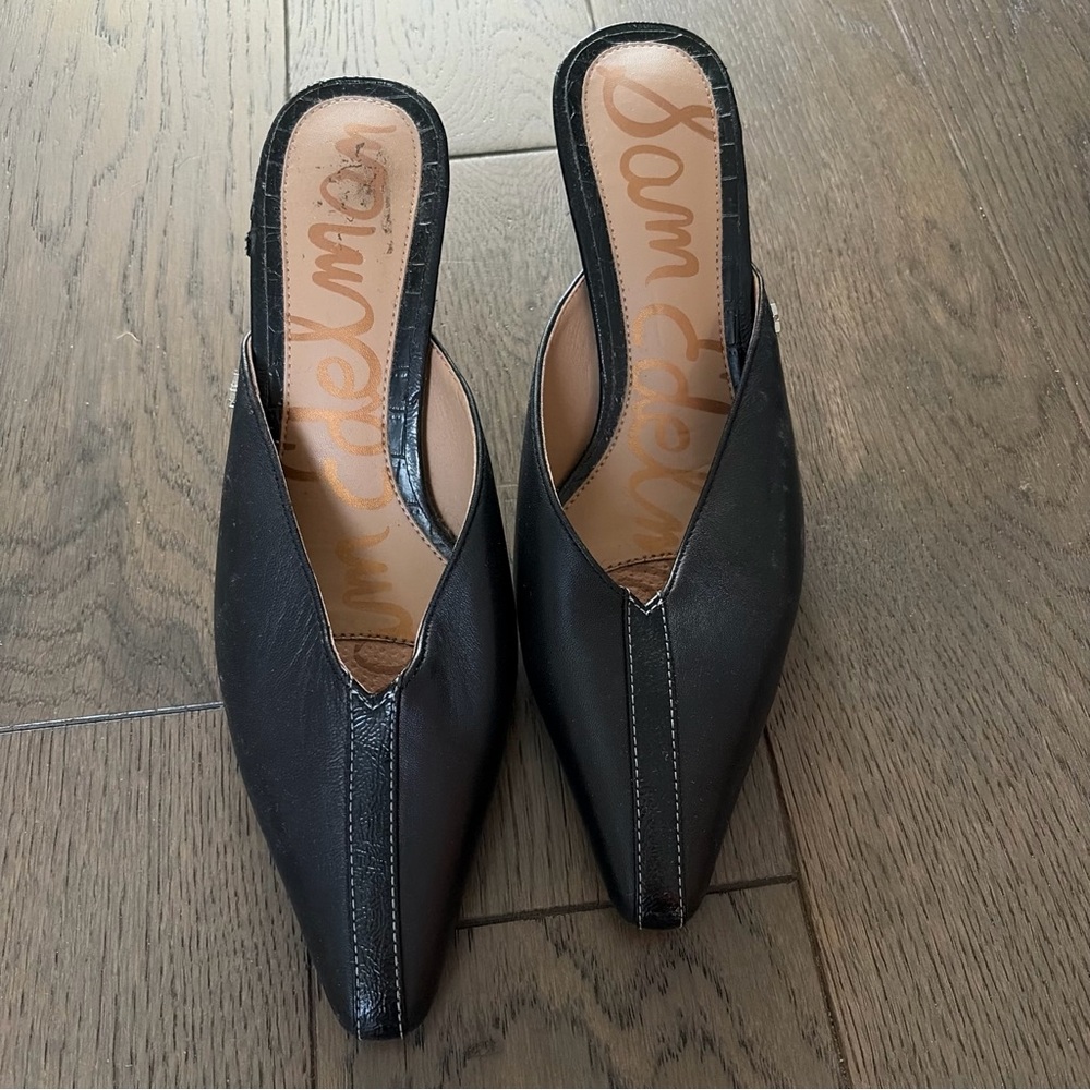 Sam Edelman Black Tev Kitten-Heel Mules Size 7.5 - Picture 7 of 10